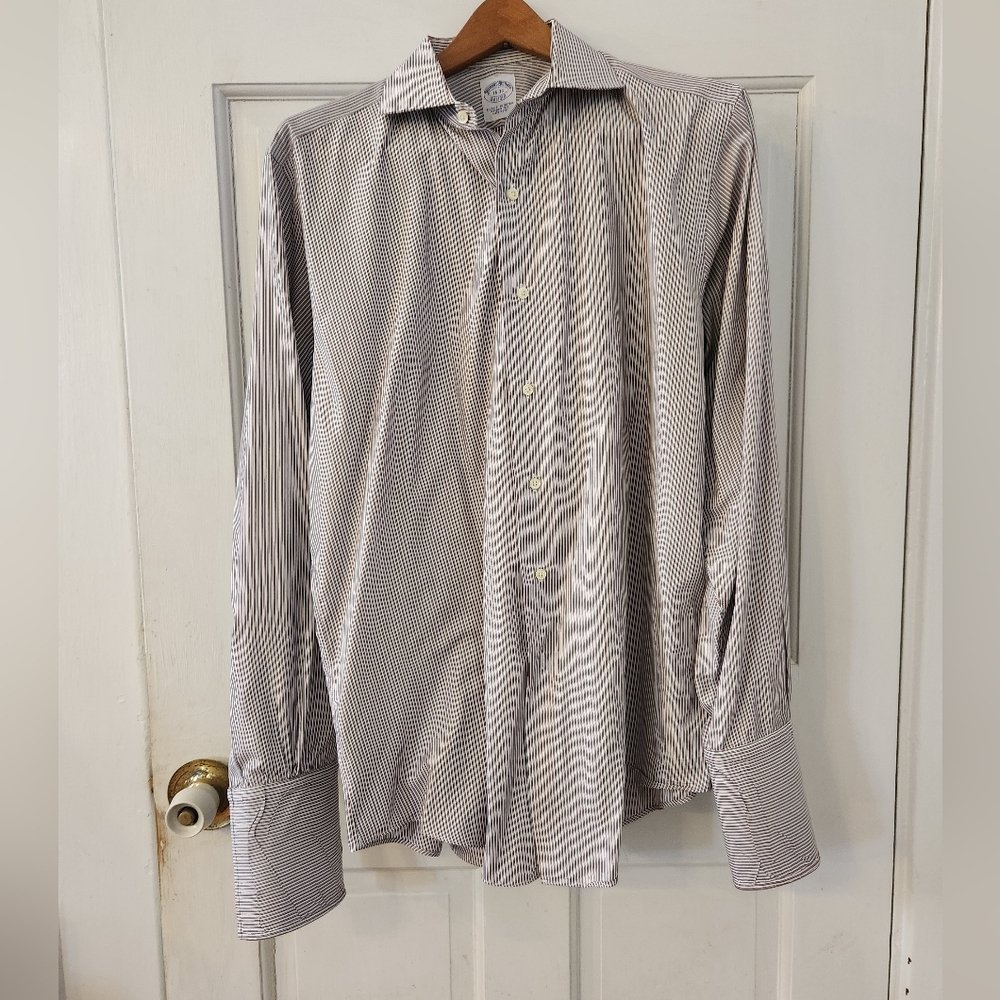 Brooks Brothers long-sleeved  striped men's dress shirt with French Cuffs
